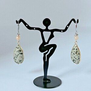 J.Jill ~ Beautiful Dalmatian Stone Drop Earrings ~ NWOT